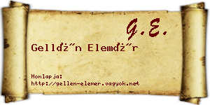 Gellén Elemér névjegykártya